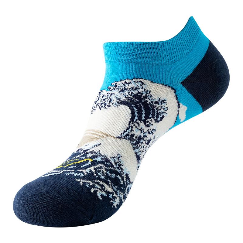 Spring Summer Socks Cute Funny Harajuku Cartoon Men Boat Oil Painting Food Casual Cotton Short Socks for Female Sox