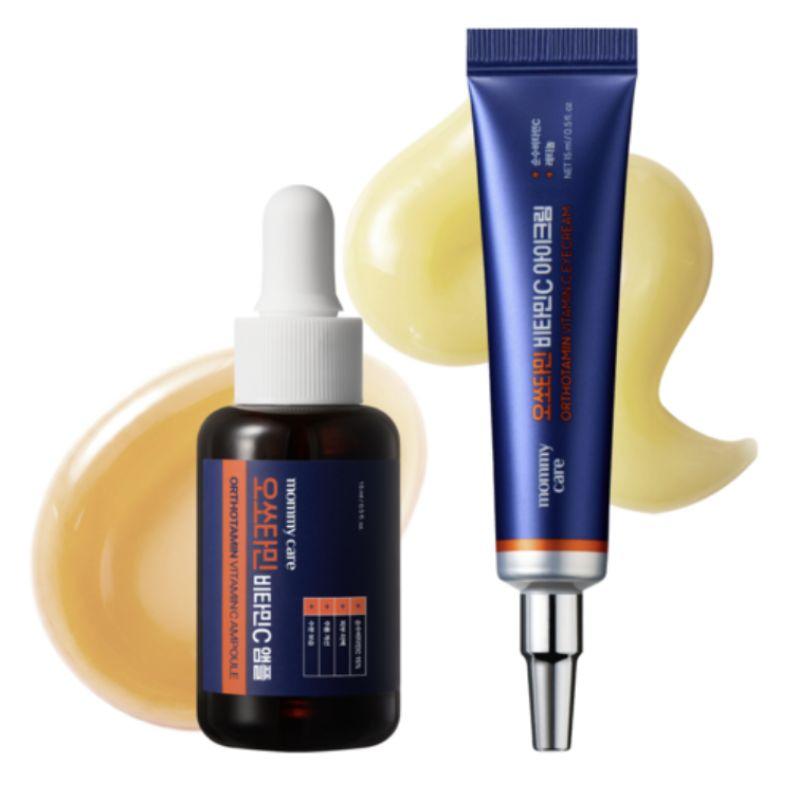 MAMICARE Orthotamin Premium Vitamin C Ampoule 14ml + Eye Cream 15ml Set – Brightening & Dark Spot Care Duo