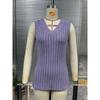 Spring and Summer V-neck Sleeveless Top Solid Color Pit Stripe Women’s Knitted Vests