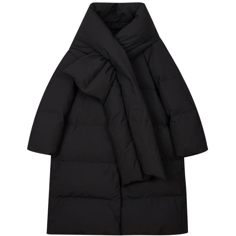 LESS 2024 Winter Collarless Long Down Jacket