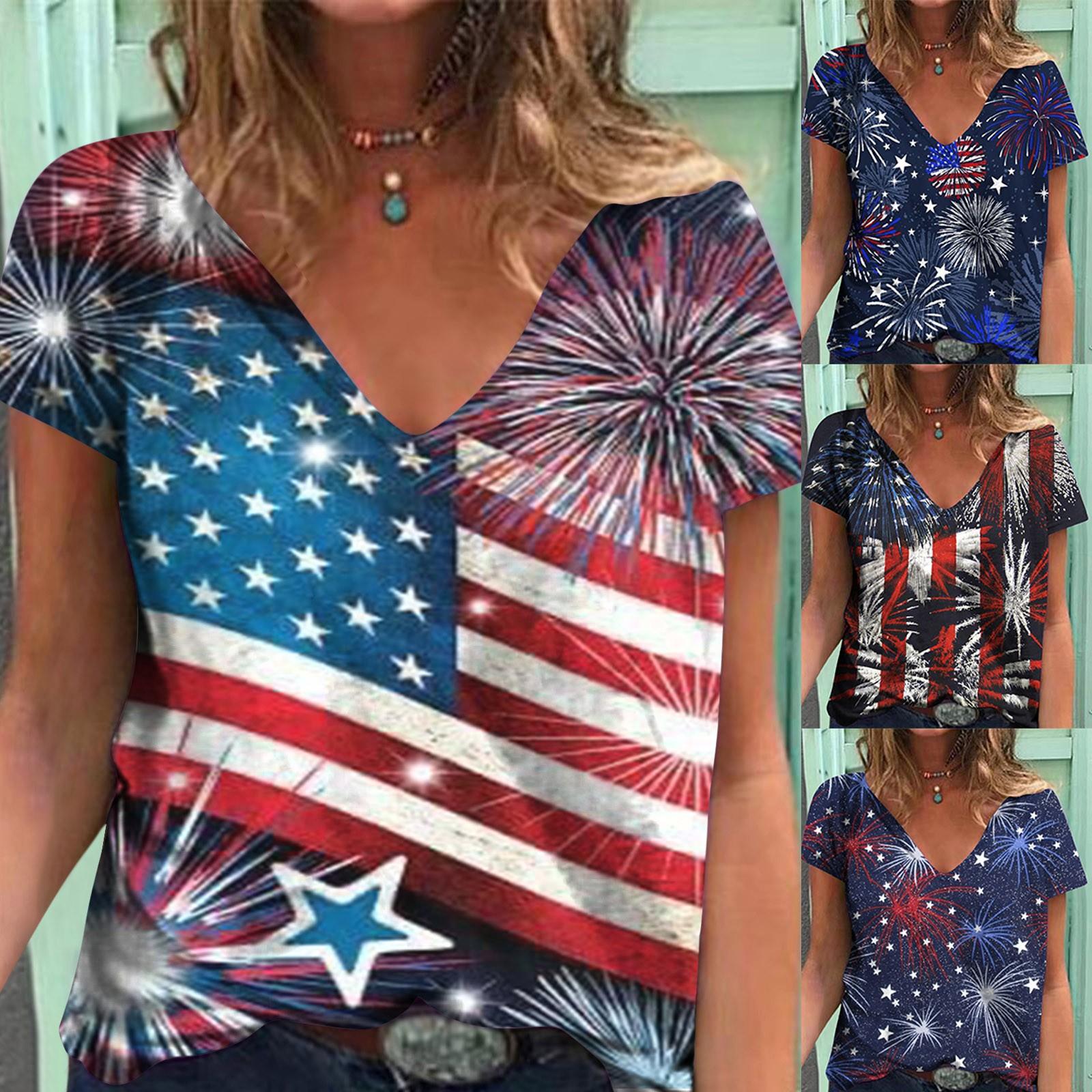 

Модна жіноча літня повсякденна футболка з V-подібним вирізом і коротким рукавом. L синій