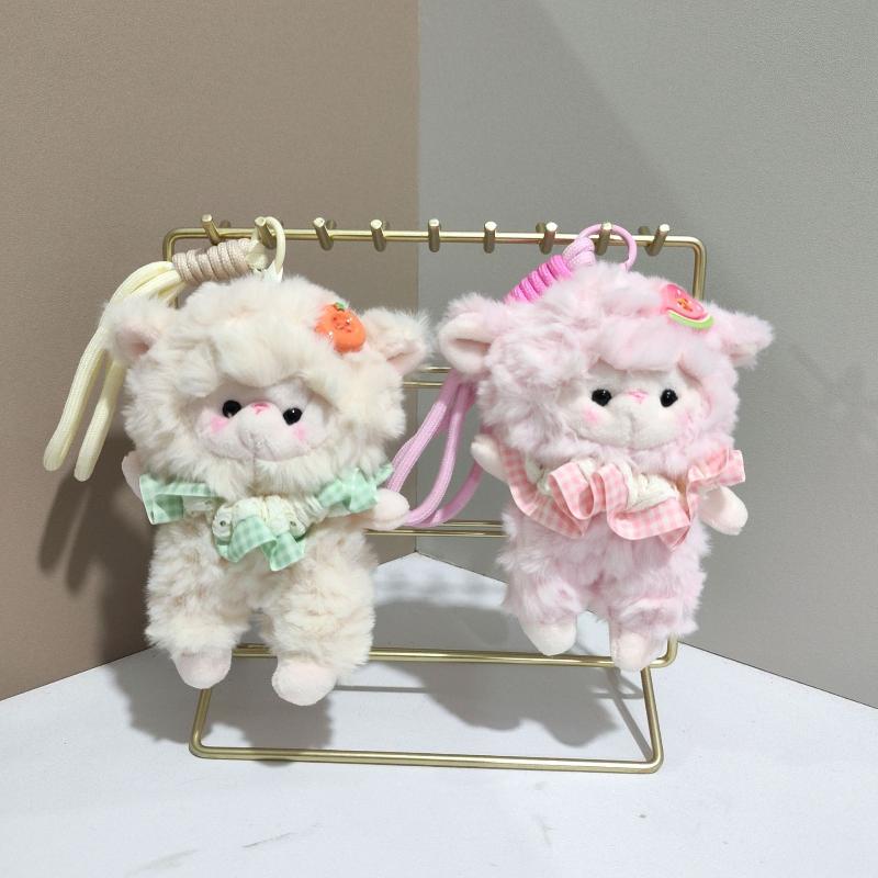 Cute Fluffy Plush Lamb Keychain Soft Touch Safe Material Pendant for Backpack Decor Kindergarten Kids Small Gifts