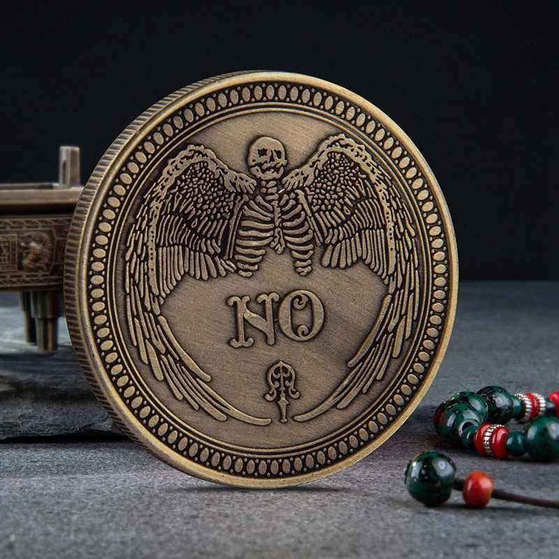 

Yes/No Ouija Gothic Prediction Decision Coin All Seeing Eye or Death Angel Copy Coin золотой