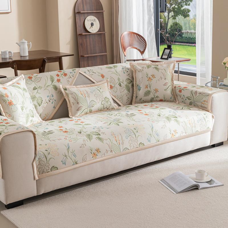 Pastoral  New Ice Silk Sofa Cushion Summer Mat Non-Slip Cushion Sofa Cover Cover Cloth All-Inclusive Seat Cushion