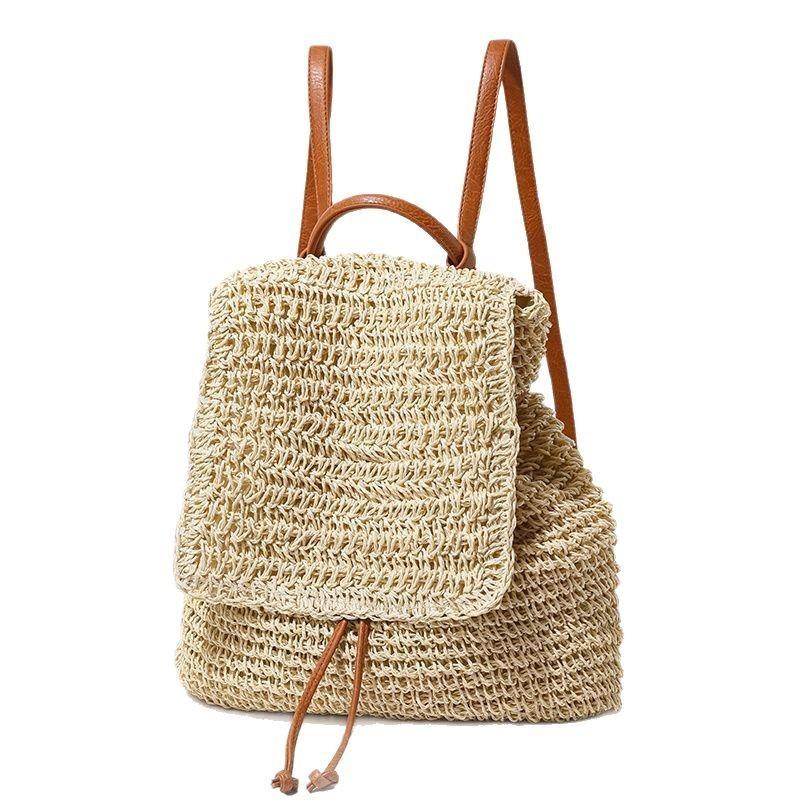 Zaino Tessuto di Grande Capacità per Donne Vacanza al Mare Con Chiusura a Coulisse