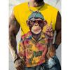 Men's Tank Top with 3D Printed Fashion Glasses-wearing Monkey Pattern, Suitable for Outdoor Leisure Sports and Beach Vacations In Summer