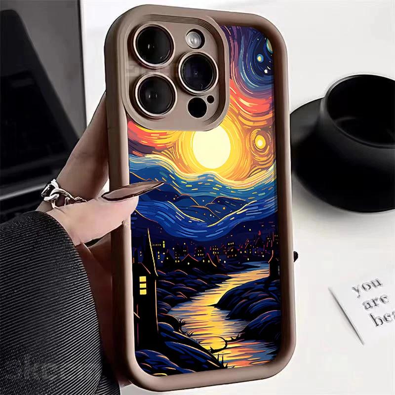 VanGogh Oil Painting Starry Sky Phone Case For iPhone 16 Pro Max 15 14 13 12 11 Pro Max XS X XR 7 8 Plus Shockproof Cover