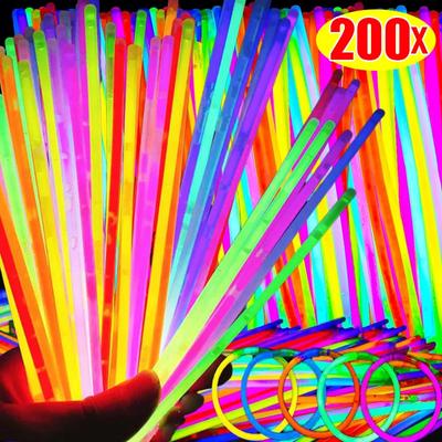 Luminous Glow Sticks Fluorescence Glowing In The Dark DIY Bracelet Necklace Glowstick with Connectors Birthday Party Decoration
