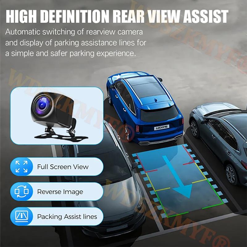 UHD 4K Dash Cam 3 Lens Driving Recorder Car DVR 1080P Rear Lens Camera Built-In WiFi GPS 24-Hour Parking Monitoring Black Box