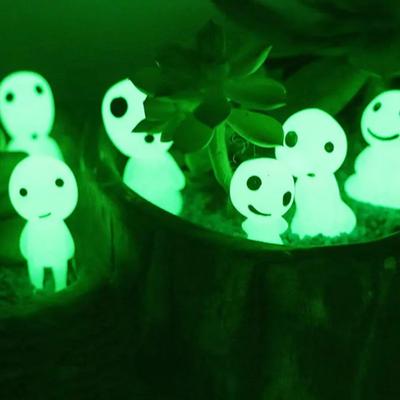 10uds Elfos Luminosos Lindas Mini Figuras de Jardín de Hadas Decoración para Acuario Figuras Kodama que Brillan en la Oscuridad Figura de Micro Paisaje de Resina