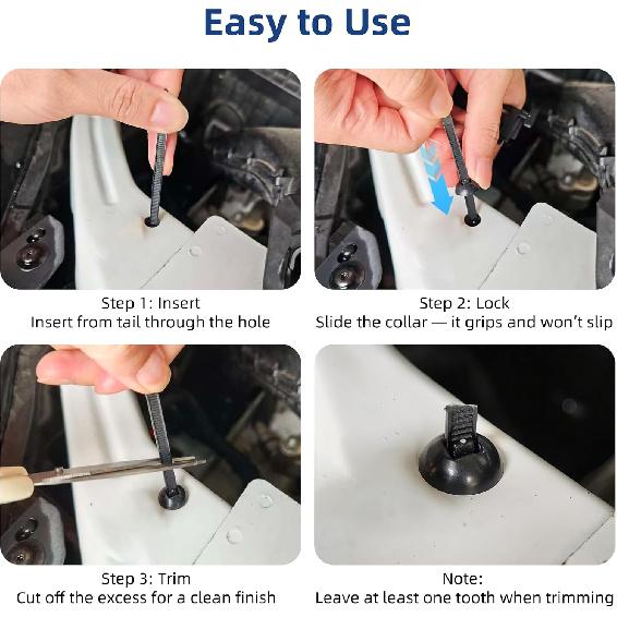 100PCS Nylon Universal Cable Tie Buckle Zip Ties - Heavy Duty Self-Locking Cable Tie Buckles Clips For Car Auto Bumper Fender Repairs, Multipurpose