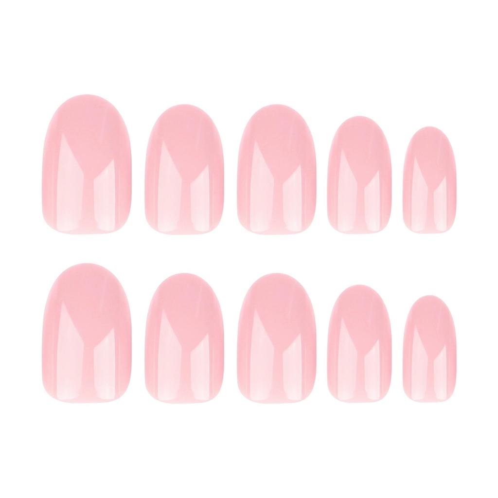 Solid Color Short Round Nail Tips - Set of 24 Simple False Fingernails
