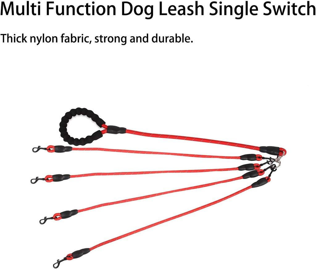 4-Dog Tangle-Free Leash – Detachable Independent Lines with Comfort Grip, Heavy-Duty Nylon for Multi-Dog Walks