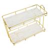 Bathroom Storage Rack Gold White 2 Tier Makeup Shelf Humanized Structure Anti Slip Counter