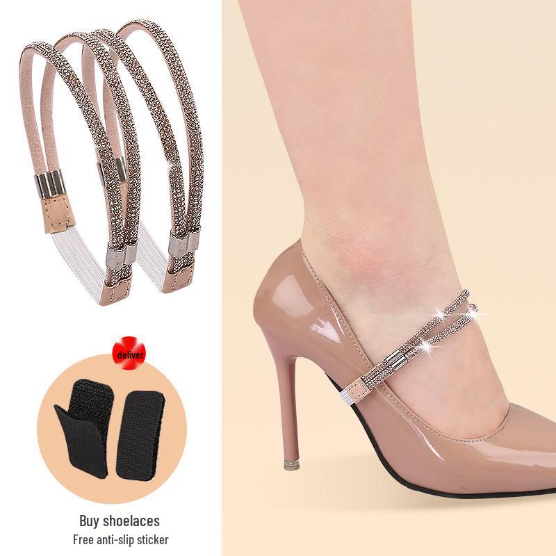 Multicolor Rhinestone Anti-Slip Elastic Heel Strap for High Heels, No Installation Required