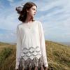 Sancai Linen Blend Tassel Knit Cover-up Top