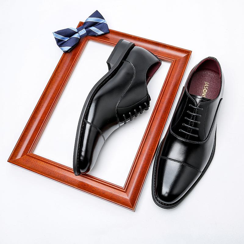 5011-2 Inner Height Increase of 6cm Men's Formal Leather Shoes, Men's Business Shoes, Genuine Leather Single Shoes, Three-joint Gentleman's Leather Sh