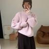 Candy Genser Genser Dame Høst Korean Edition Lazy Style Stand up Hals Solid Langermet strikket Genser Dame