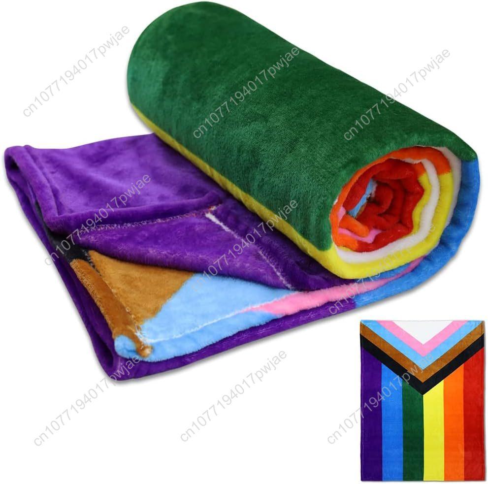 Progress Pride Super Plush Blanket Soft Throw Blanket Perfect for Cuddle Season Progressive Pride LGBT Custom Blankets