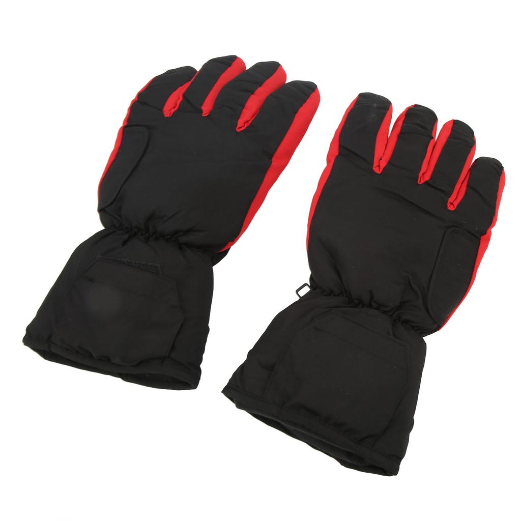 Electric Heated Gloves Polyester Waterproof Battery Powered Winter Heated Gloves for Skiing Black