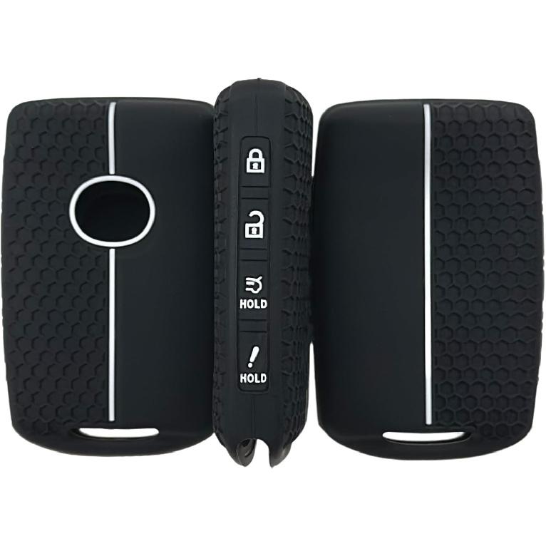 Silicone Rubber Key Fob Cover Compatible with -2025 Mazda 3 6 CX-30 CX-5 CX-9 CX-50 (Black/Grey, 4 Buttons/Silicone)