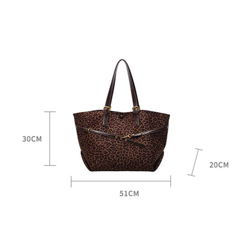 Women's Soft Large Capacity Leopard Shopper Shopping Bag New Travel Casual Shoulder Bag Handbags and Purses CLE