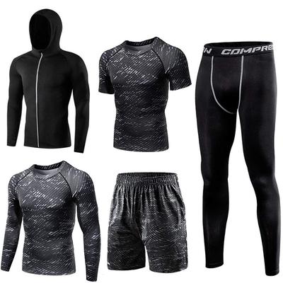Compression Wear Training Breathable and Odor Resistant Running Long Sleeve Short Sleeve Half Sweat Quick Inka Black L [foveitaa] Set, Men's Wear,