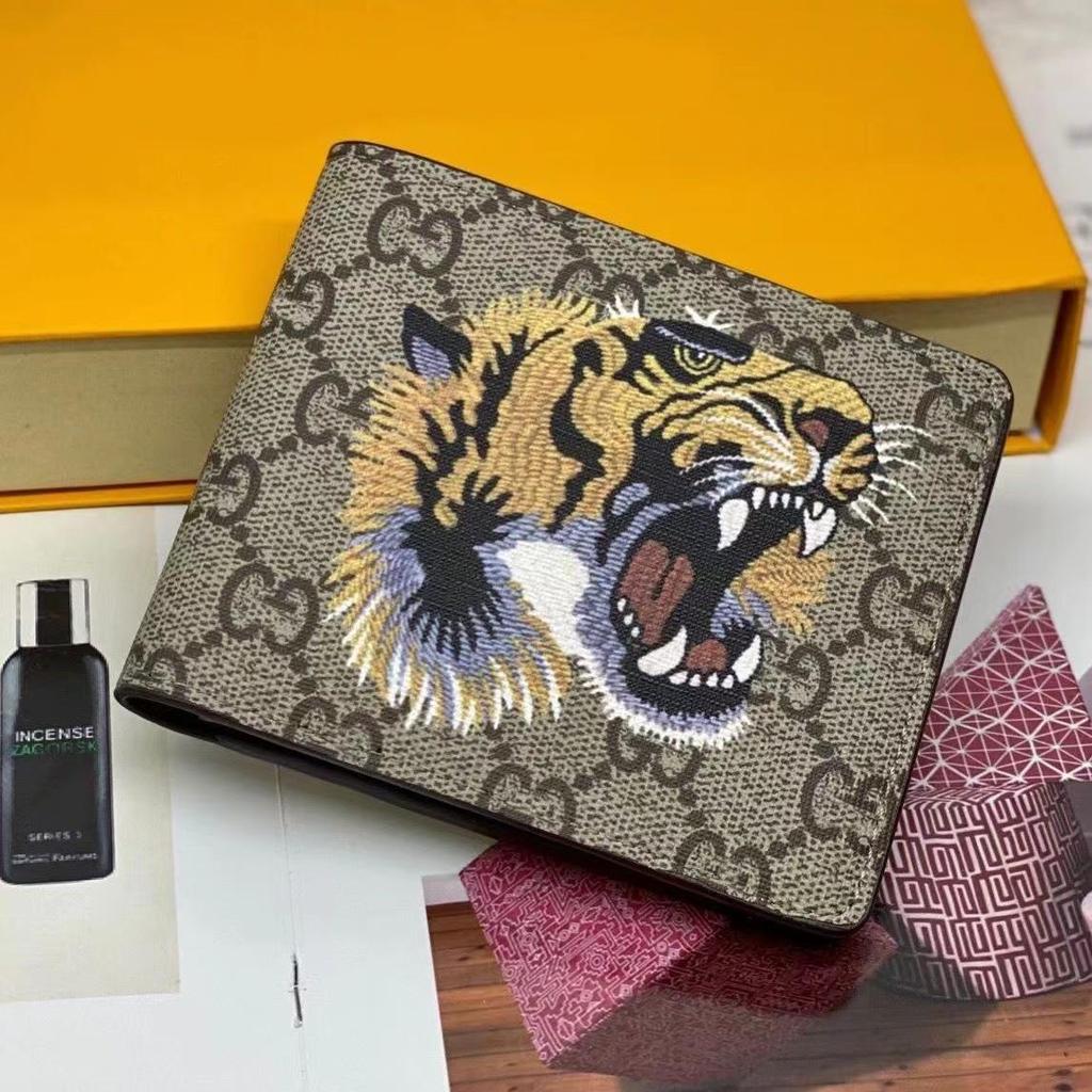 Men's Classic Animal Print Bi-Fold Wallet - European and American Fashion Style, Model 60223.