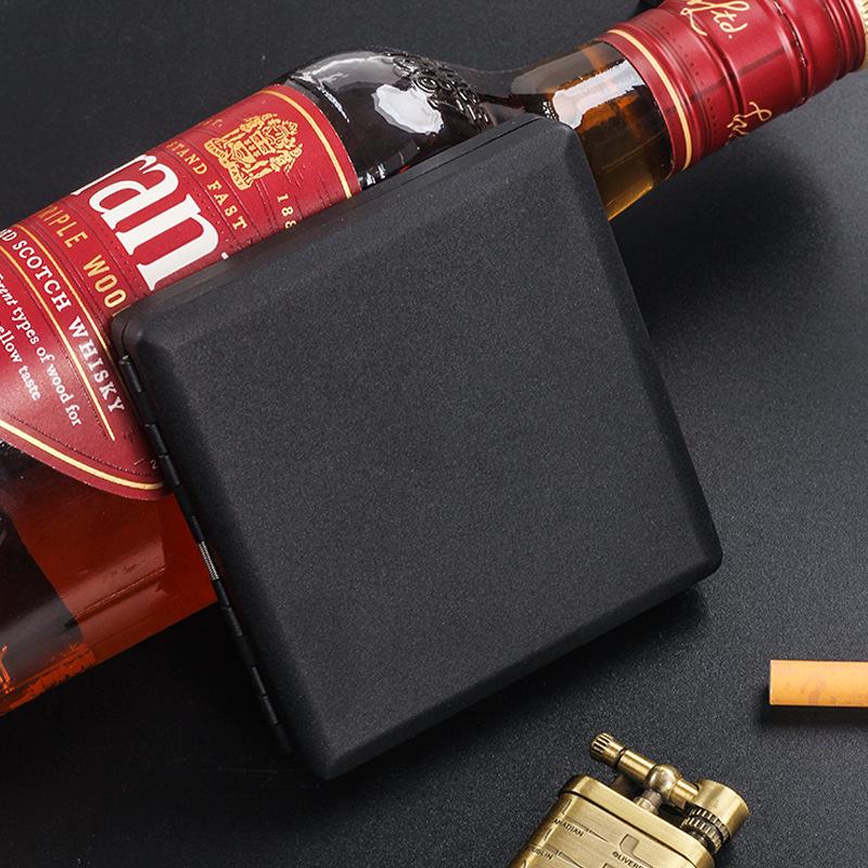 20-Piece Black Matte Metal Cigarette Case, Regular Size, Moisture-Proof & Pressure-Resistant, Minimalist Business Design for Men