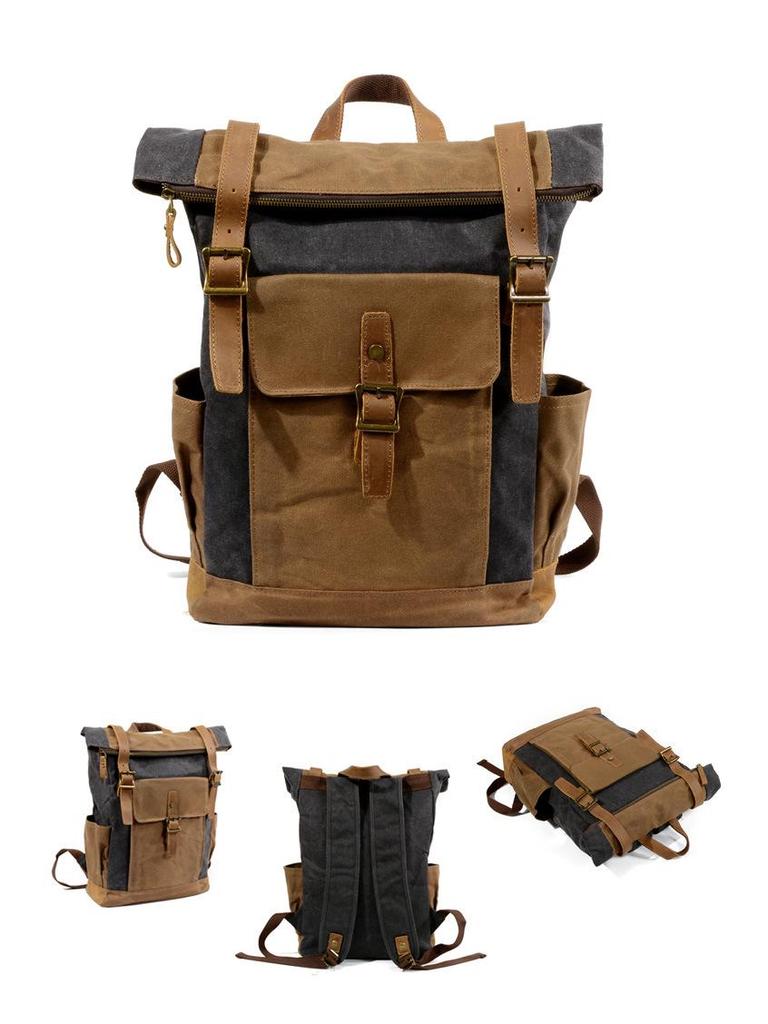 Muchuan Waxed Canvas Backpack: Large, Casual European & American Style, Waterproof Travel Bag for Men