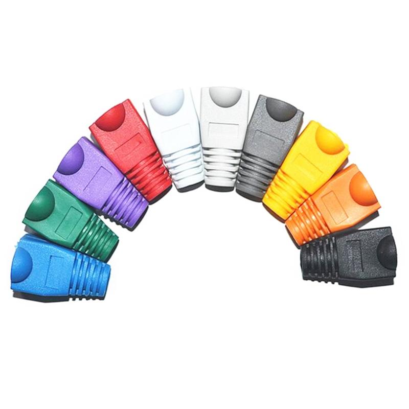 RJ-45 CAT6 CAT5e Adapter Cap Ethernet Network Cable Connector Plugs RJ45 Caps for Cat 5 CAT6 Protective Sleeve Multicolo