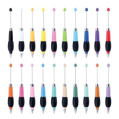 6Pcs Beadable Ballpoint Pen Retractable Ballpoint Pen Plastic Beadable Writing Pen for Student Boy Girl Reward