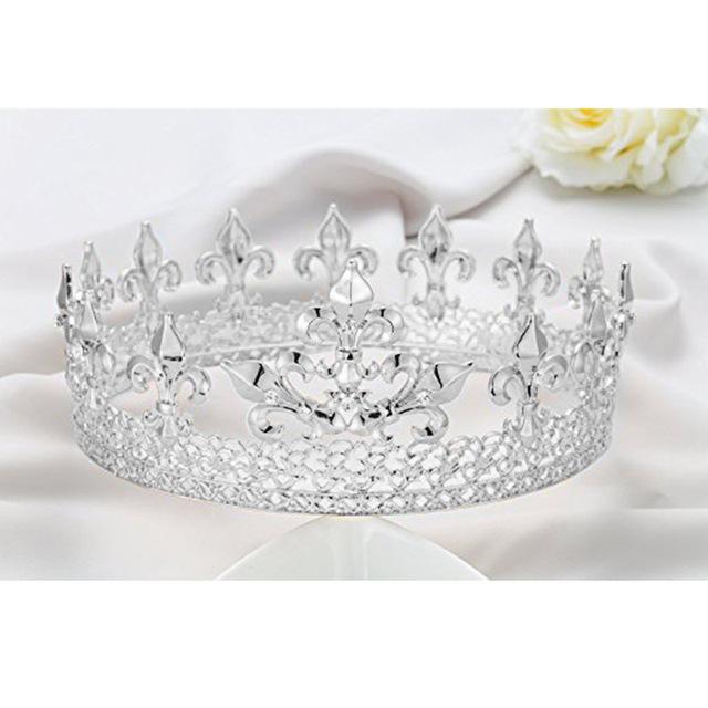 

Барокові старовинні королівські королівські корони для чоловіків, повні круглі сріблясті великі золоті діадеми та корони, костюм для вечірки, аксесуари для волосся, чоловіки