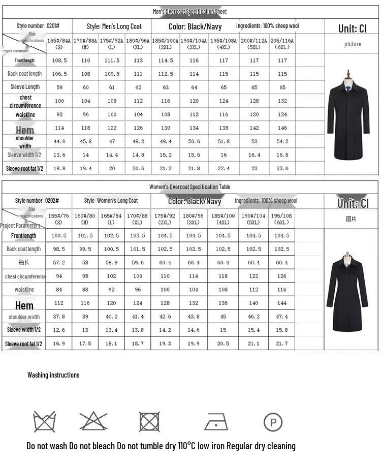 Men's 100% Wool Business Mid-length Overcoat