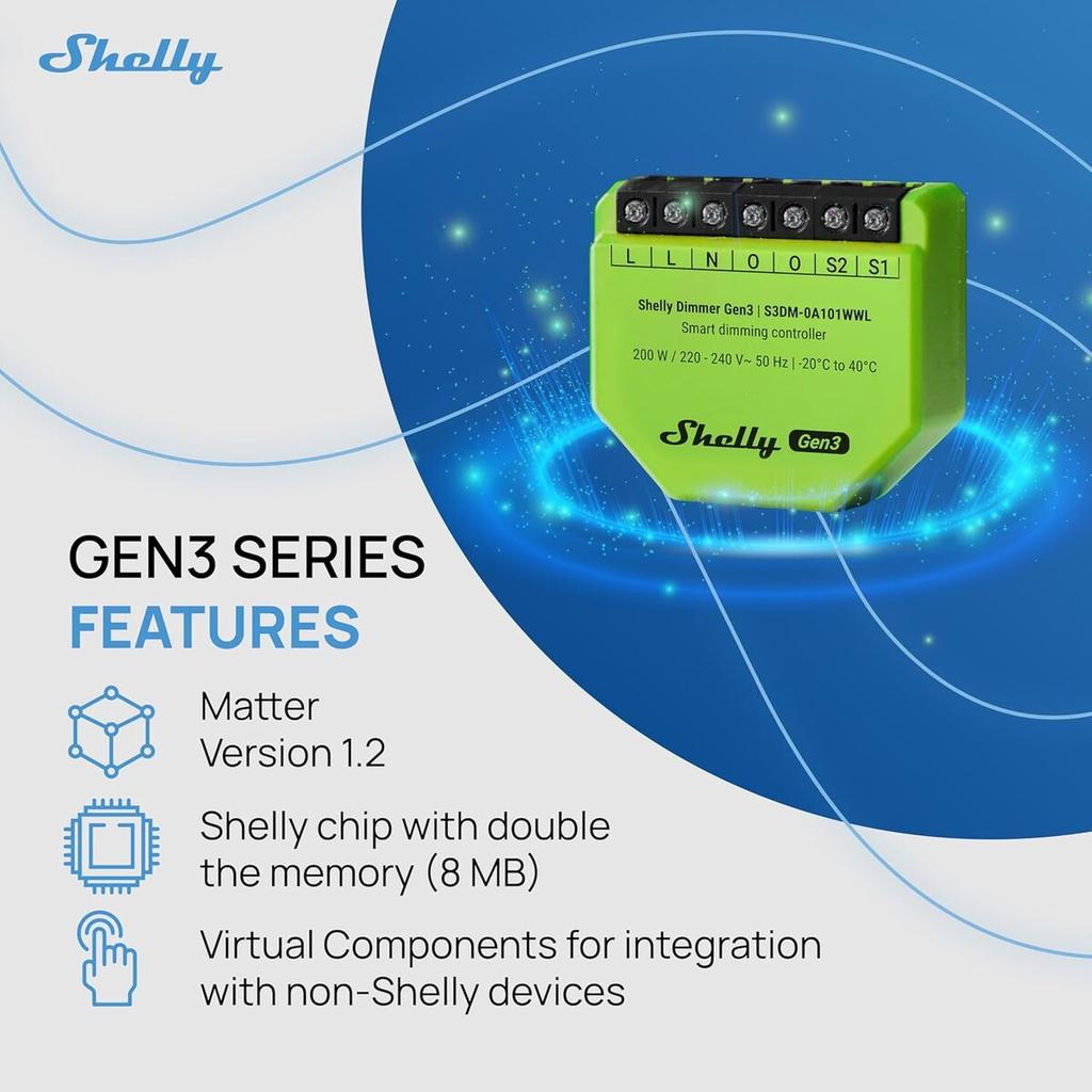 Wi-Fi switch module Shelly Gen 3 220-240 V