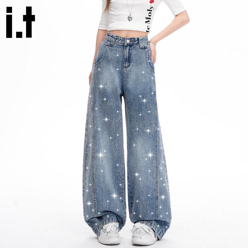 Джинсы CHOCOOLATEit женские с высокой талией, широкие, со звездами XS