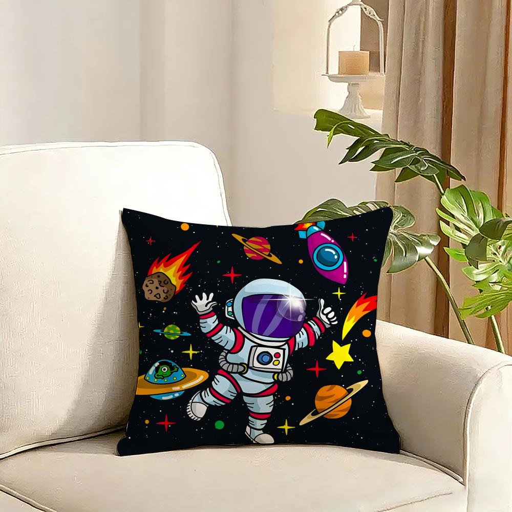 outer space spaceship astronaut rocket Cushion Cover Reversible Plush Pillow Cover Soft Fluffy  Home Decor for Sofa Bedroom