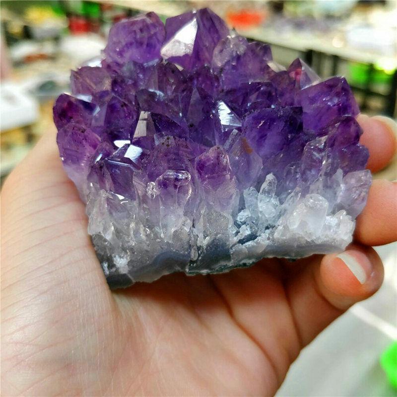 200g-300g Natural Raw Amethyst Cluster Geode Druzy Purple Quartz Crystal Reiki Healing Stones Specimen Home Decor Crafts 1pc