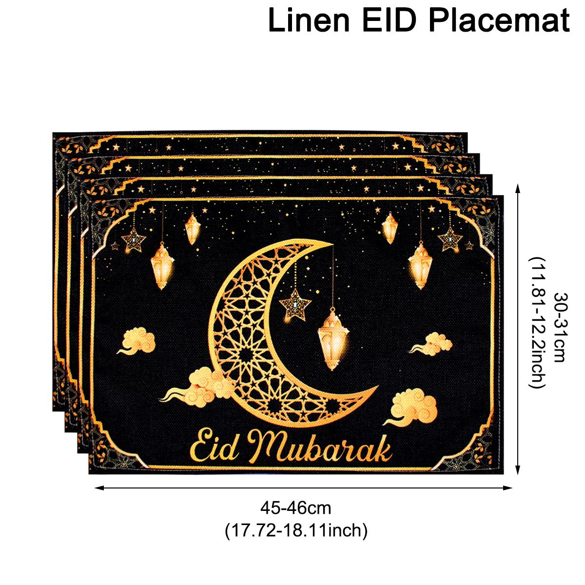 

1/4pcs Eid Ramadan Linen Placemat Table Ornaments 2026 Muslim Islamic Party Supplies Eid Mubarak Home Decoration Eid Gifts 1pcs