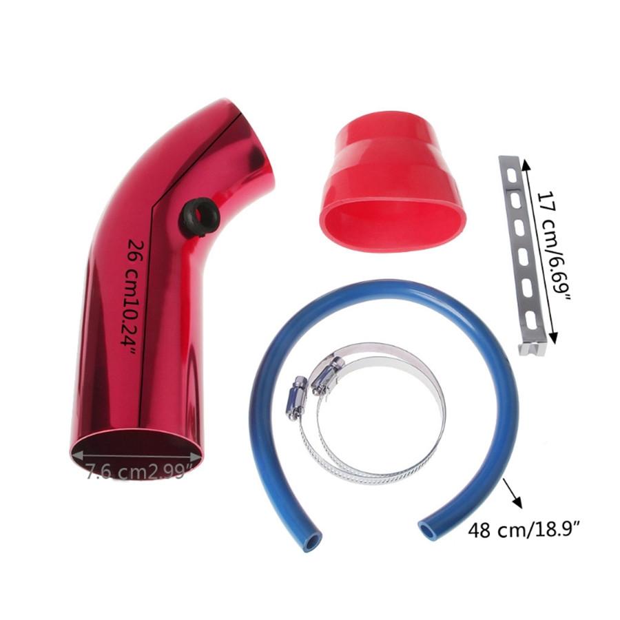 Universal Aluminum Alloy Air Intake Kit Blue Pipe Diameter 3" +Cold Air Intake Filter+ Clamp+ Accessories