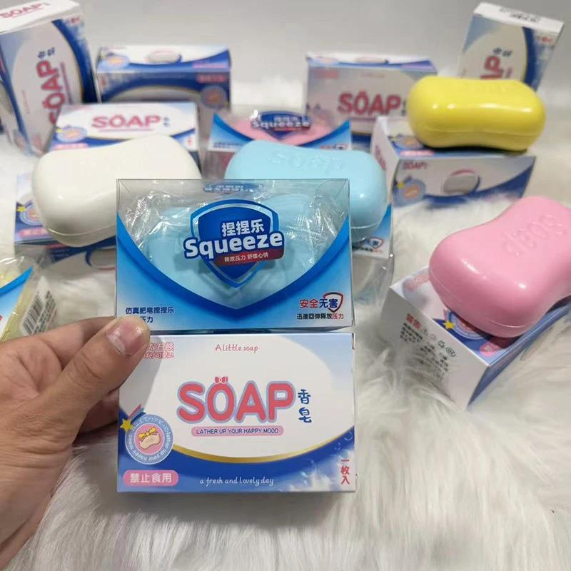 1-3pcs Soap Squishy Slow Rising Fidget Toy, Soft Fake Soap Stress Ball for Kids Adults, Anxiety Relief Sensory Decompression Squeeze Toy
