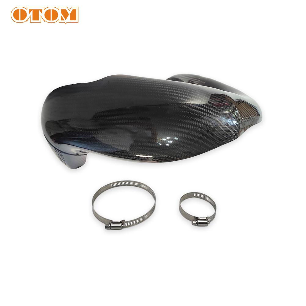 OTOM Motorcycle Exhaust Protector For KEWS K16 K23 2T Models Equipped MT250 Engines Carbon Fiber Heat Shield Cover Guard CE07