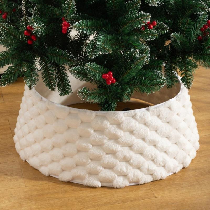 Soft Tree Bottom Cover Christmas Tree Skirt for Lower Hardware Coverage In Winter Room Display and Indoor Placement