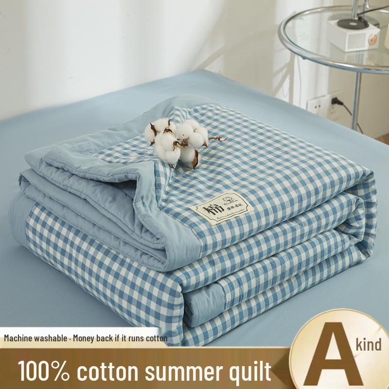 Class A Xinjiang Cotton Summer Quilt - Water-Washed, MUJI Style, Air Conditioning Thin Quilt, Machine Washable, Dormitory-Ready.