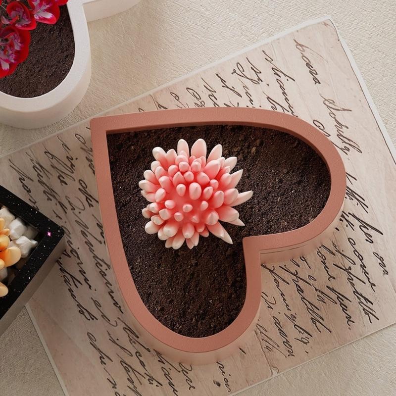 Multipurpose Heart Silicone Candle Cup Mold Epoxy Resin Crystal Flower Pots Mould Stylish Candle Holder Making Molds