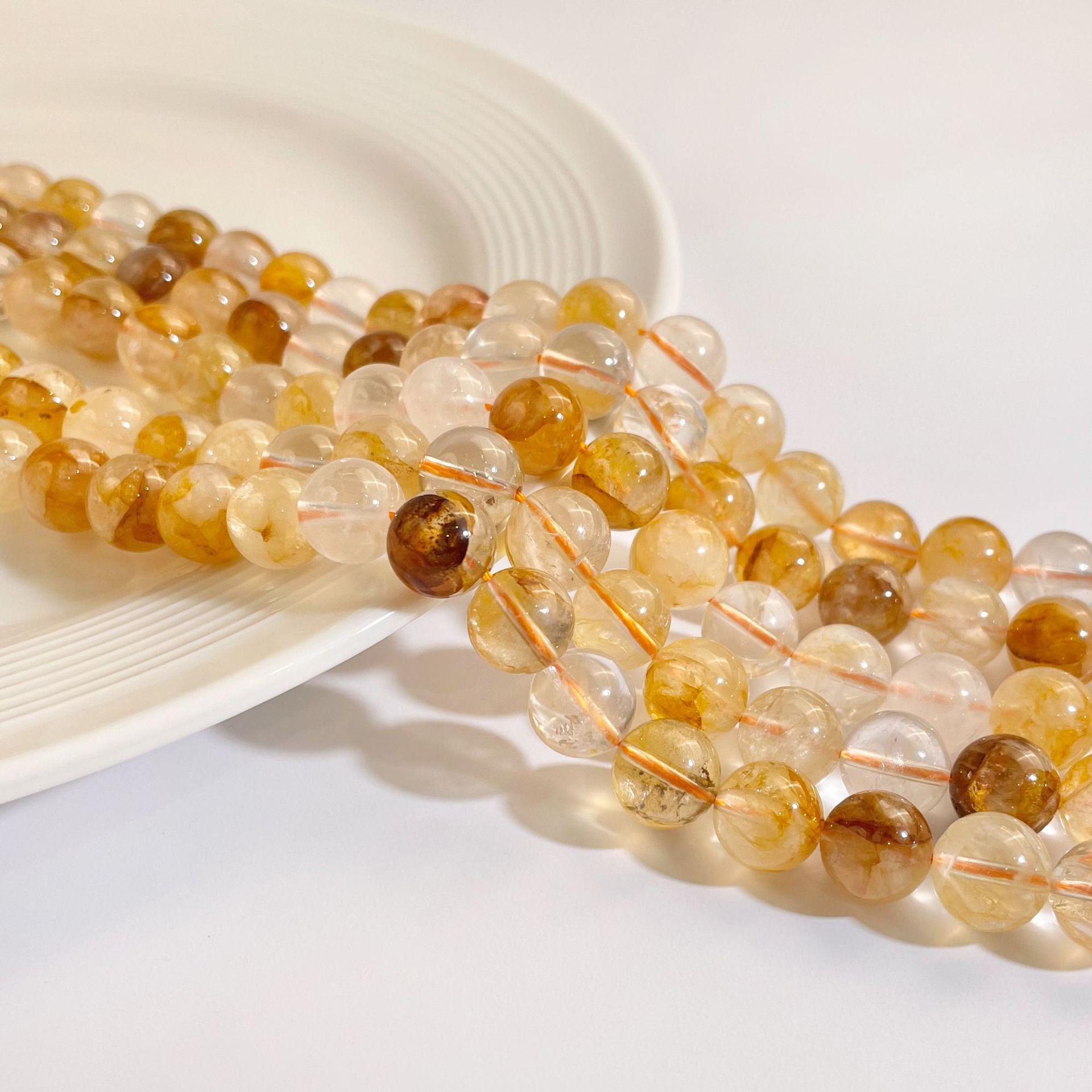 Jingxi Ji Natural Yellow Phantom Quartz Chalcedony Loose Beads for DIY Jewelry Accessories. 6mm