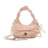 Trend pleated portable bow dumpling bag women's summer new chain shoulder messenger bag