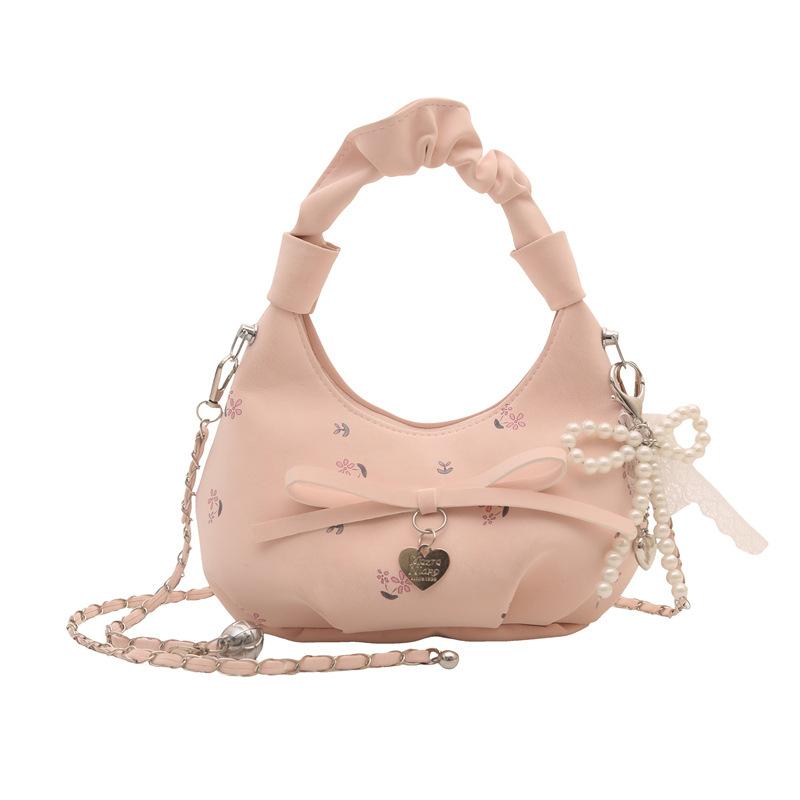 Trend pleated portable bow dumpling bag women's summer new chain shoulder messenger bag