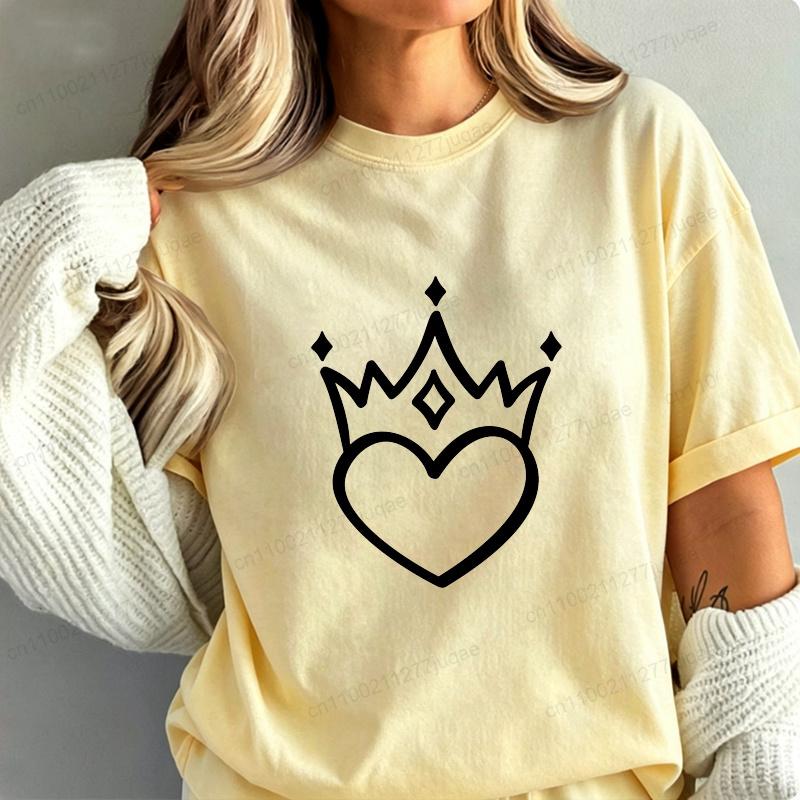 Women's Heart Queen T-shirt Queen of Hearts Graphic Tee Love Print Short Sleeve Casual Birthday Valentine's Day Tops  Lover Gift