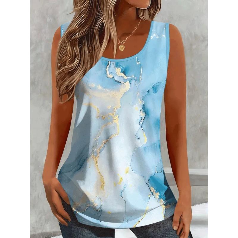 T-shirt da Donna Estiva Senza Maniche Stampa 3D Moda Versatile Traspirante Tendenza Casual